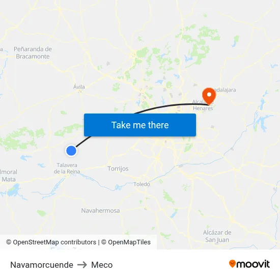 Navamorcuende to Meco map