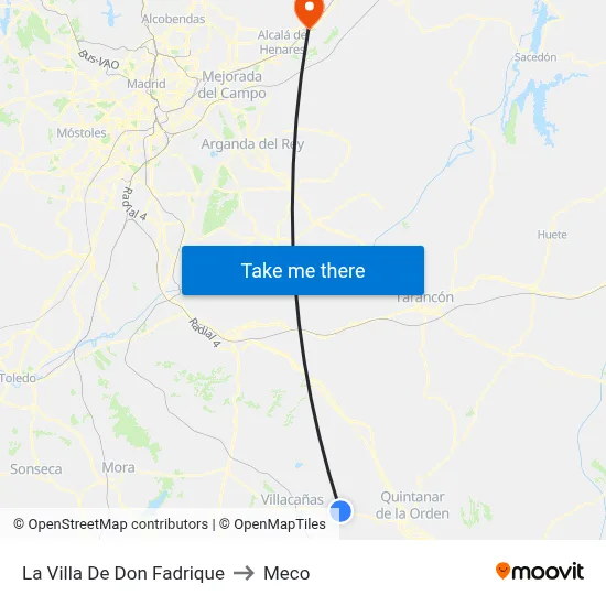 La Villa De Don Fadrique to Meco map