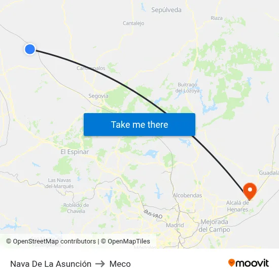 Nava De La Asunción to Meco map