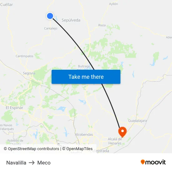 Navalilla to Meco map