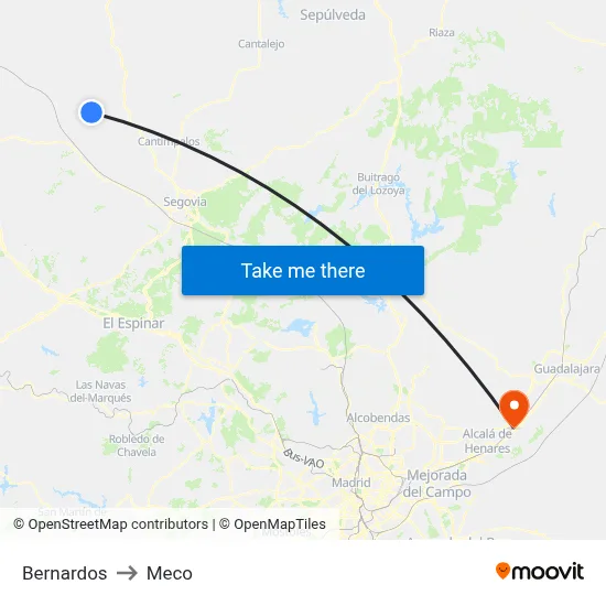 Bernardos to Meco map