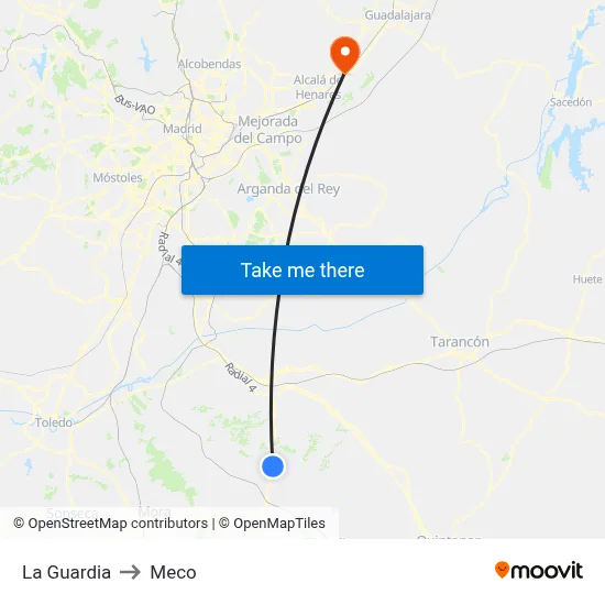 La Guardia to Meco map