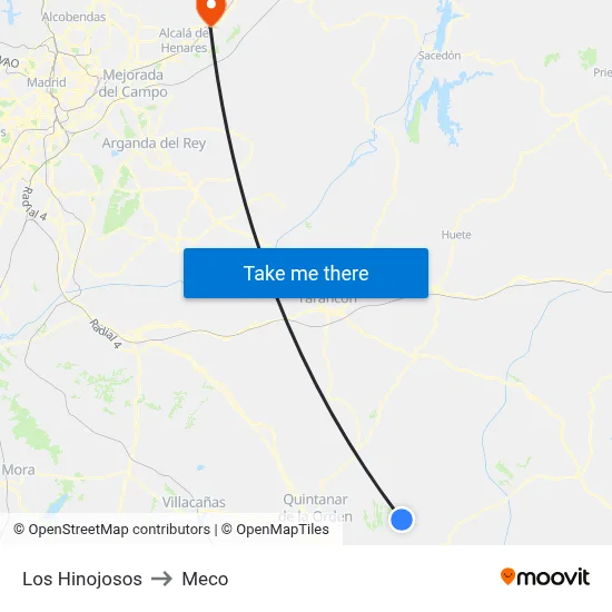 Los Hinojosos to Meco map