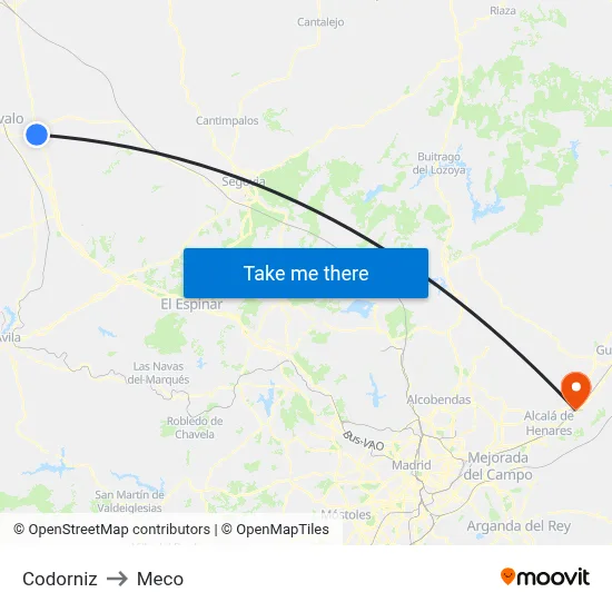 Codorniz to Meco map
