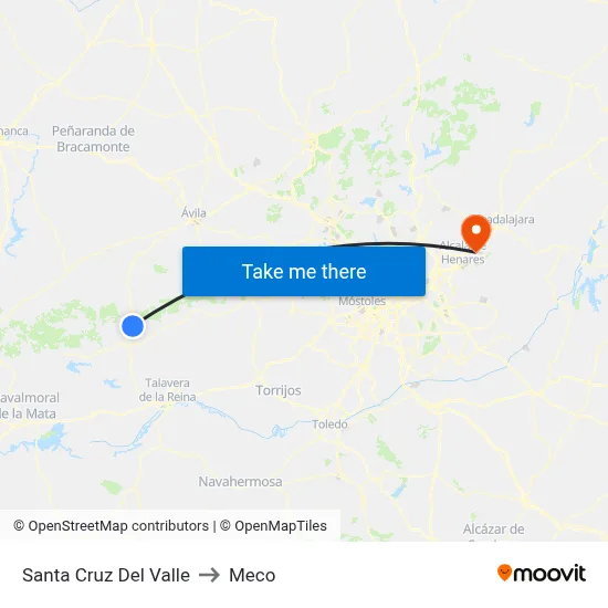 Santa Cruz Del Valle to Meco map