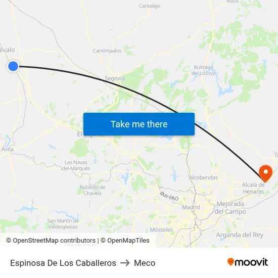 Espinosa De Los Caballeros to Meco map