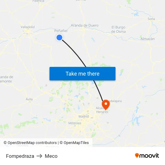 Fompedraza to Meco map