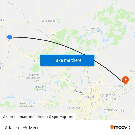Adanero to Meco map