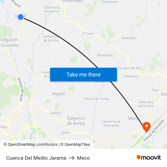 Cuenca Del Medio Jarama to Meco map