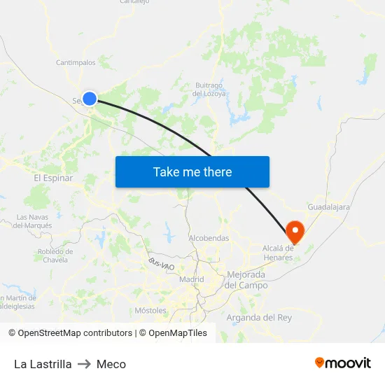 La Lastrilla to Meco map