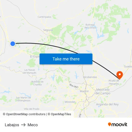 Labajos to Meco map