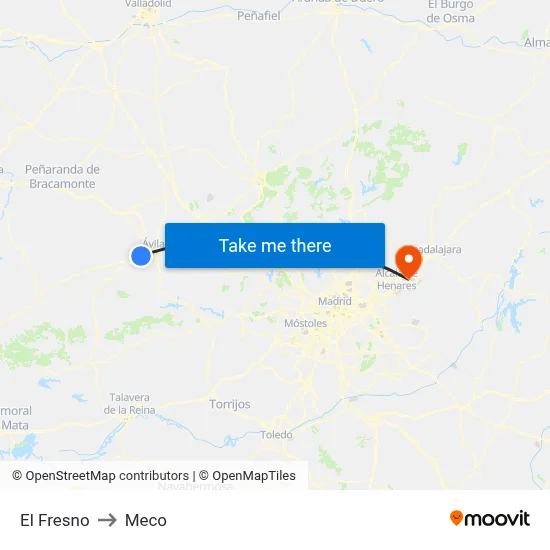 El Fresno to Meco map