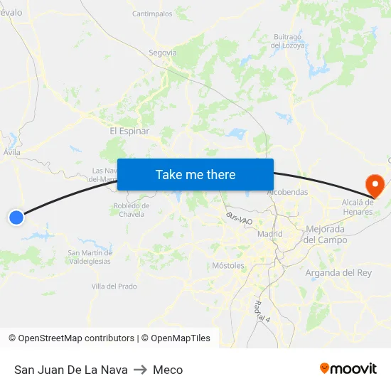 San Juan De La Nava to Meco map