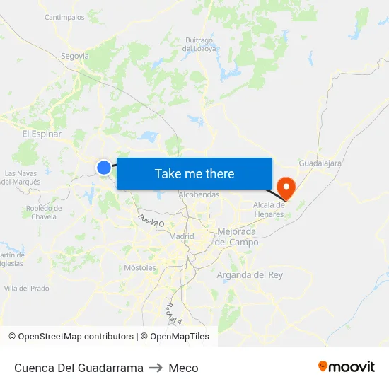 Cuenca Del Guadarrama to Meco map