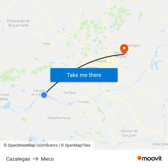 Cazalegas to Meco map