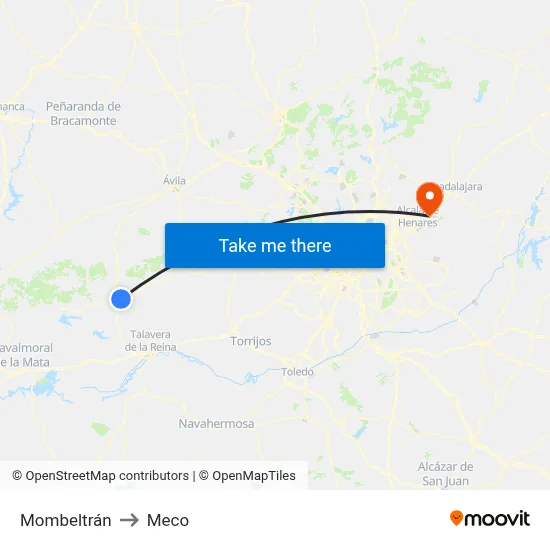 Mombeltrán to Meco map