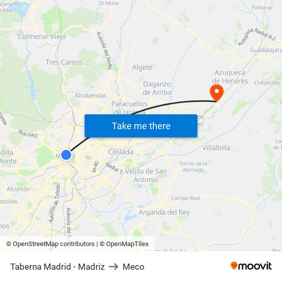 Taberna Madrid - Madriz to Meco map
