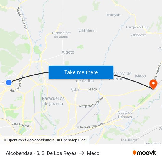 Alcobendas - S. S. De Los Reyes to Meco map