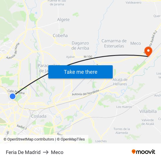 Feria De Madrid to Meco map