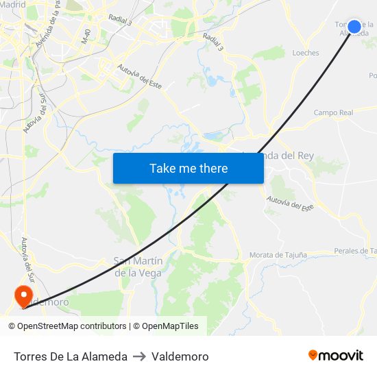 Torres De La Alameda to Valdemoro map