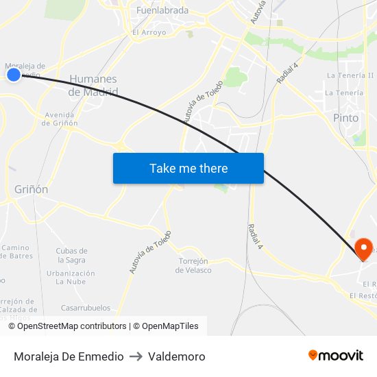 Moraleja De Enmedio to Valdemoro map