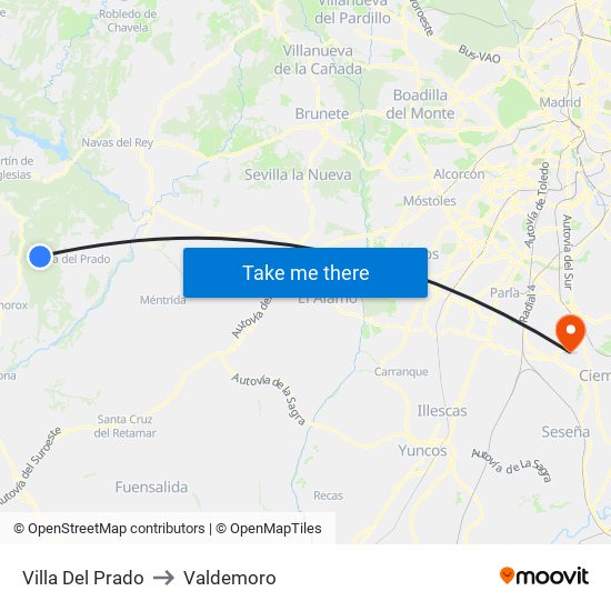 Villa Del Prado to Valdemoro map