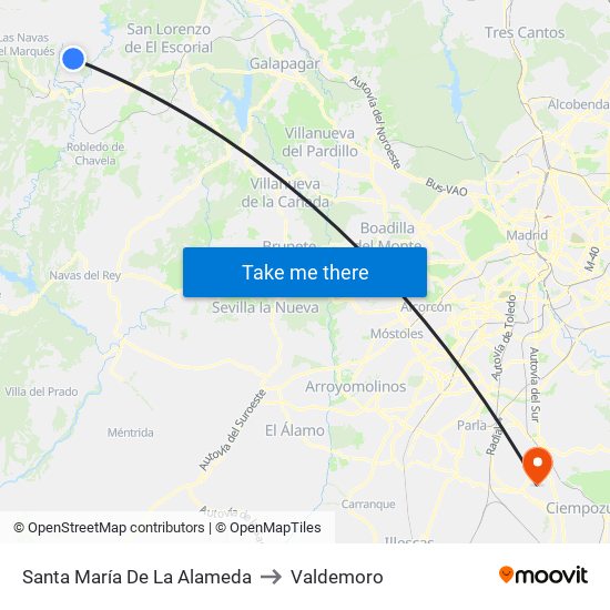 Santa María De La Alameda to Valdemoro map