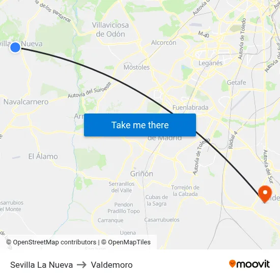 Sevilla La Nueva to Valdemoro map