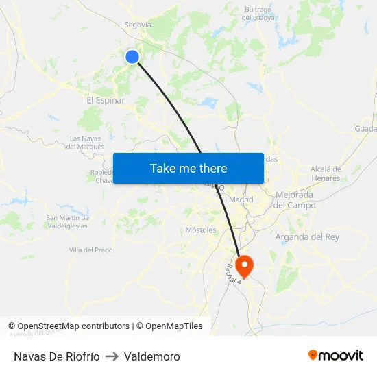 Navas De Riofrío to Valdemoro map