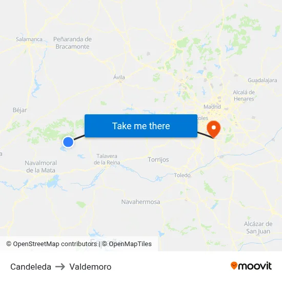 Candeleda to Valdemoro map