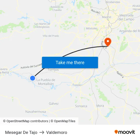 Mesegar De Tajo to Valdemoro map