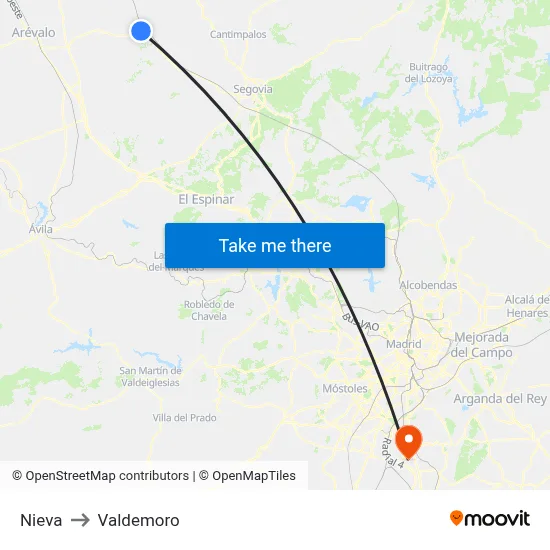 Nieva to Valdemoro map