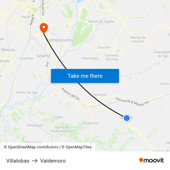 Villatobas to Valdemoro map