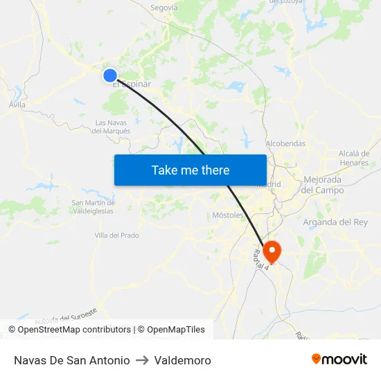 Navas De San Antonio to Valdemoro map