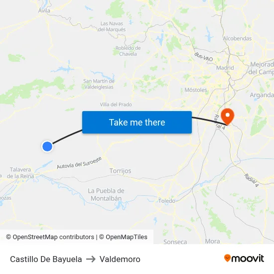Castillo De Bayuela to Valdemoro map