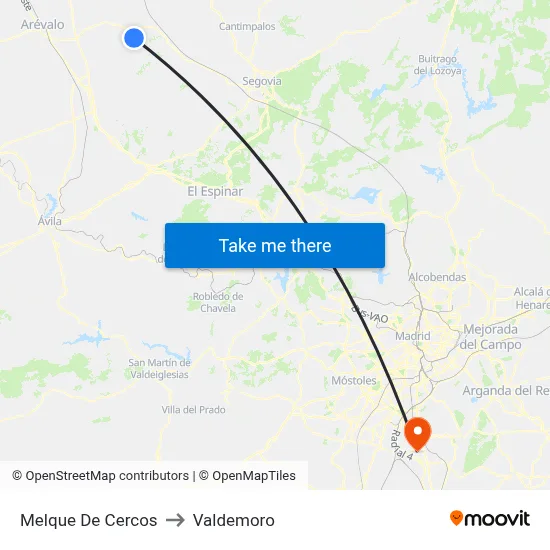 Melque De Cercos to Valdemoro map