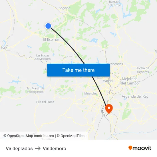 Valdeprados to Valdemoro map