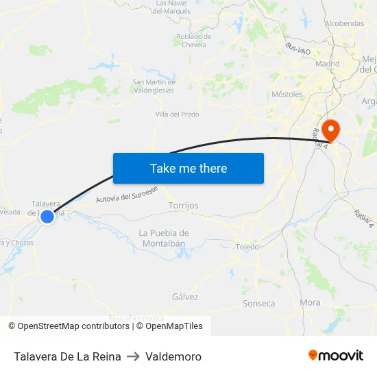 Talavera De La Reina to Valdemoro map