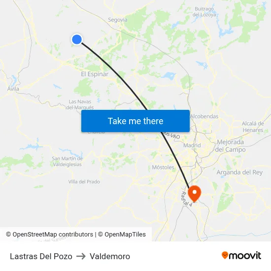 Lastras Del Pozo to Valdemoro map