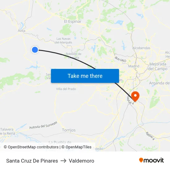 Santa Cruz De Pinares to Valdemoro map