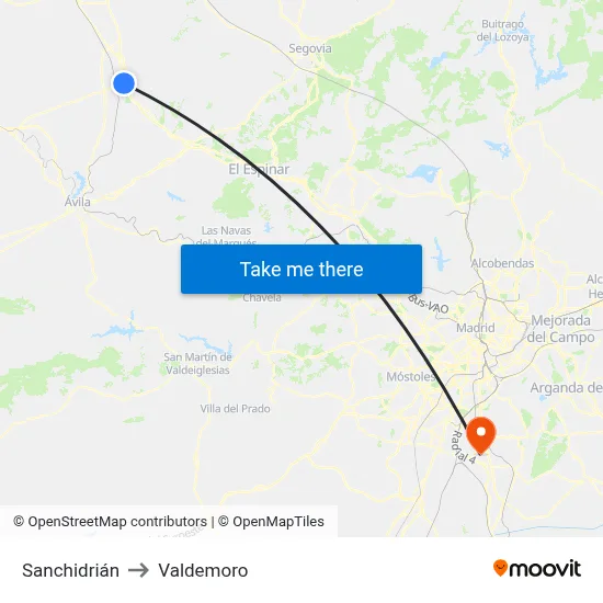 Sanchidrián to Valdemoro map