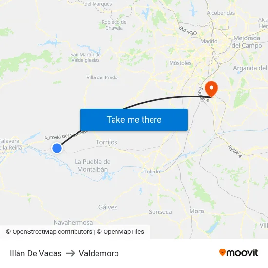 Illán De Vacas to Valdemoro map
