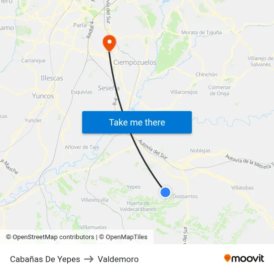 Cabañas De Yepes to Valdemoro map