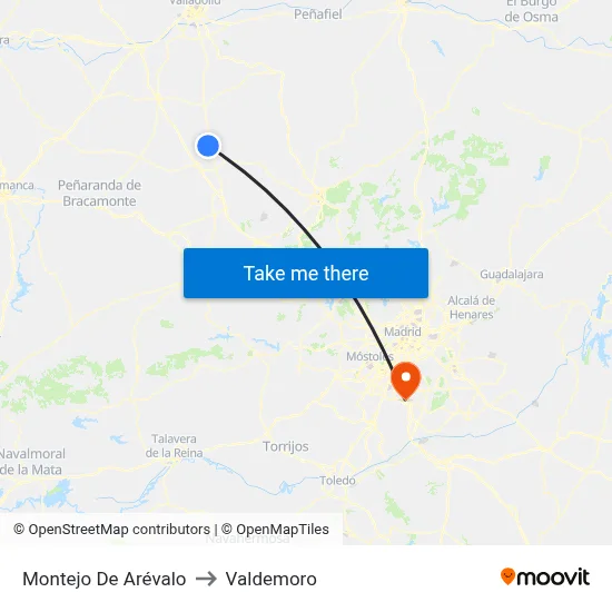 Montejo De Arévalo to Valdemoro map