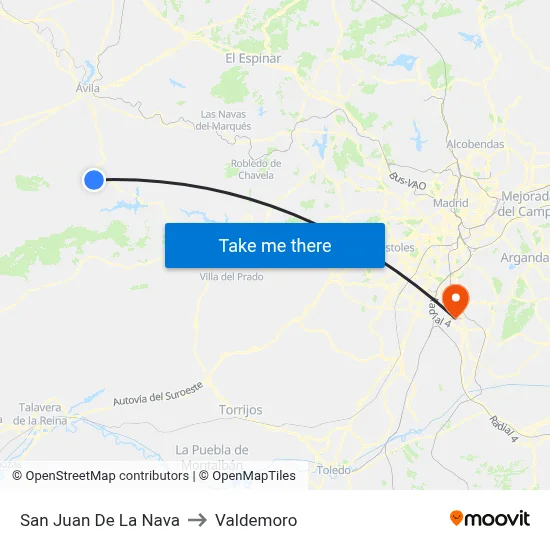 San Juan De La Nava to Valdemoro map