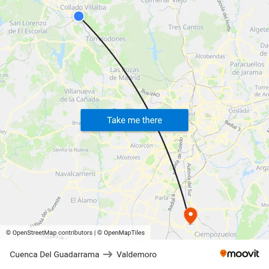 Cuenca Del Guadarrama to Valdemoro map