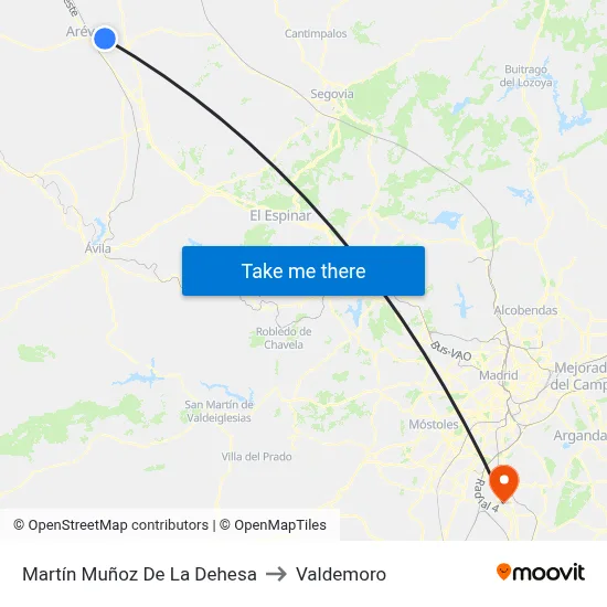 Martín Muñoz De La Dehesa to Valdemoro map