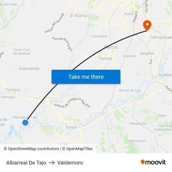 Albarreal De Tajo to Valdemoro map