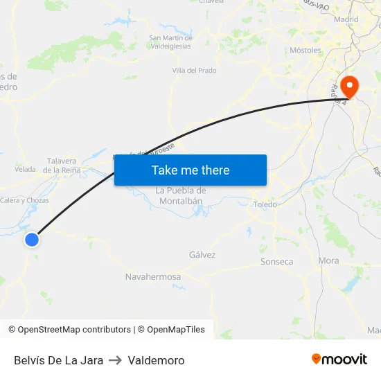 Belvís De La Jara to Valdemoro map