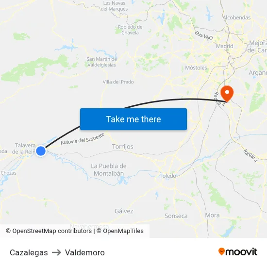 Cazalegas to Valdemoro map